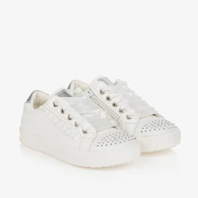 Sevva Kids' Girls White Studded Faux Leather Trainers