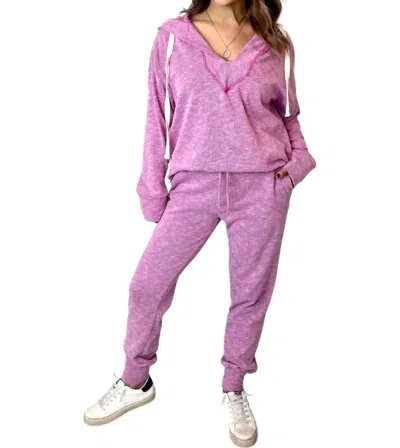 Sew In Love 2 Piece Hoodie & Pants Set - Plus In Fuchsia In Pink