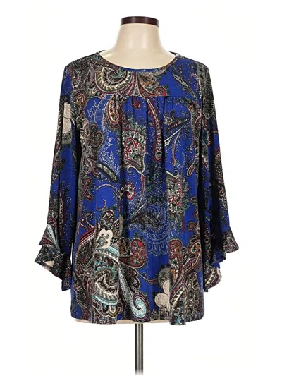 Pre-owned Sew In Love 3/4 Sleeve Blouse In Blue