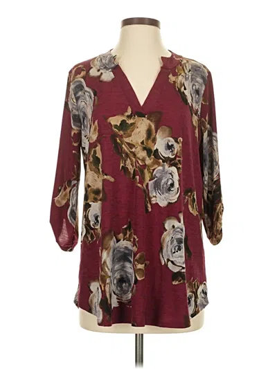 Pre-owned Sew In Love 3/4 Sleeve Blouse In Burgundy