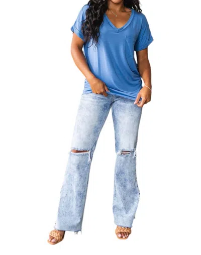 Sew In Love Absolute Favorite V-neck Top In Azure In Blue