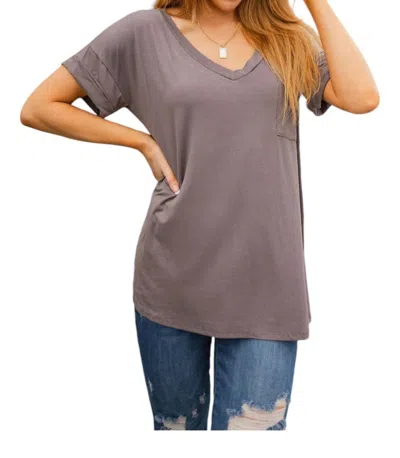 Sew In Love Absolute Favorite V-neck Top In Dark Taupe In Beige