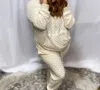 SEW IN LOVE ALL SNUGGLED UP CHECKERED HOODIE AND JOGGER SET IN IVORY