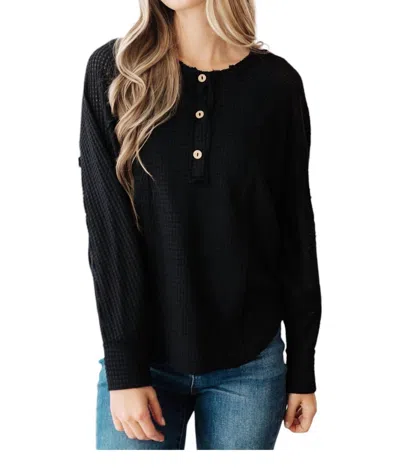 Sew In Love Better Than Best Henley Top In Black