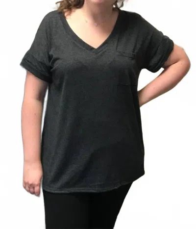 Sew In Love Boyfriend Pocket Top In Black