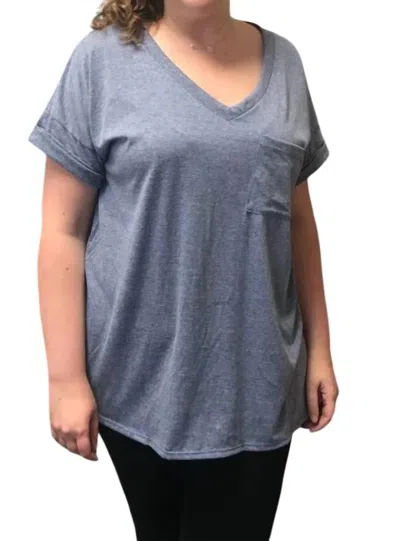 Sew In Love Boyfriend Pocket Top In Blue