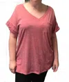 Sew In Love Boyfriend Pocket Top In Red In Red