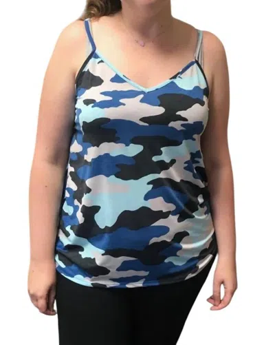 Sew In Love Camo Tank Top In Blue In Multi