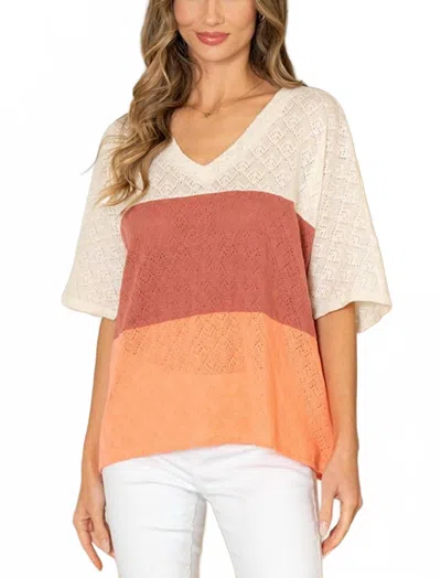 Sew In Love Casually Yours Colorblock V-neck Top In Multi In Orange