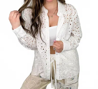 Sew In Love Change Your Tempo Cotton Long Sleeve Button Up Top In White