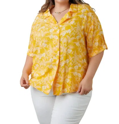 Sew In Love Clementine Floral Button Up Blouse In Yellow
