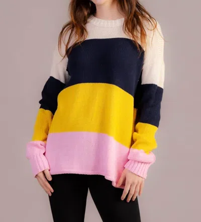 Sew In Love Colorblock Sweater In Blush Navy In Black