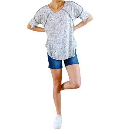 Sew In Love Endless Joy Floral Top In White In Grey