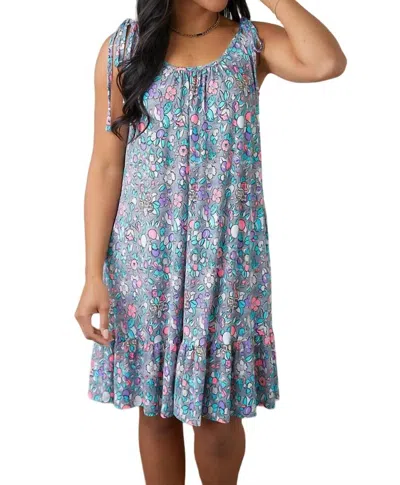 Sew In Love Floral Essence Tie Strap Dress In Blue