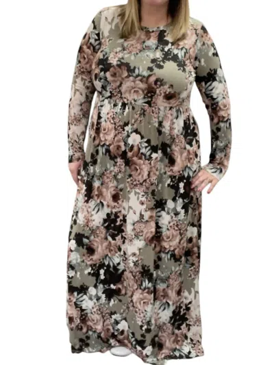 Sew In Love Floral Maxi Dress In Taupe In Grey