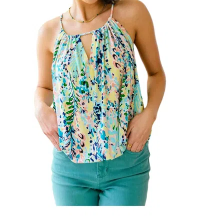 Sew In Love Floral Tank Shirt In Blue