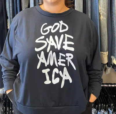 Sew In Love God Save America Pullover In Black In Gray