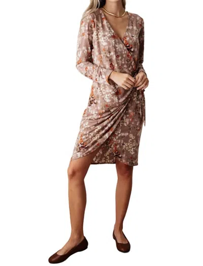Sew In Love Honey Do I Ever Faux Wrap Dress In Taupe In Beige