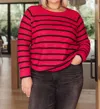 Sew In Love Knit Striped Sweater In Red