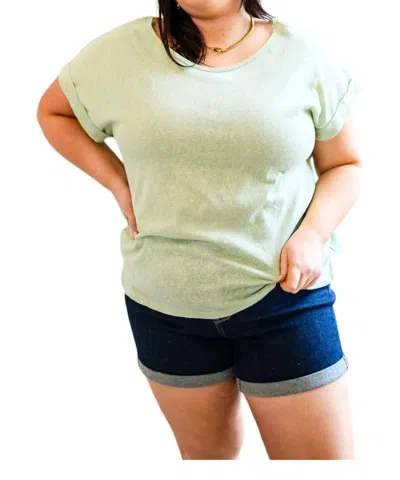 Sew In Love Lace Detail Top Shirt In Green