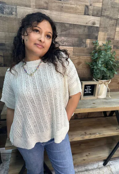 Sew In Love Like Love Dolman Sleeves Oversized Open Weave Sweater In Off White