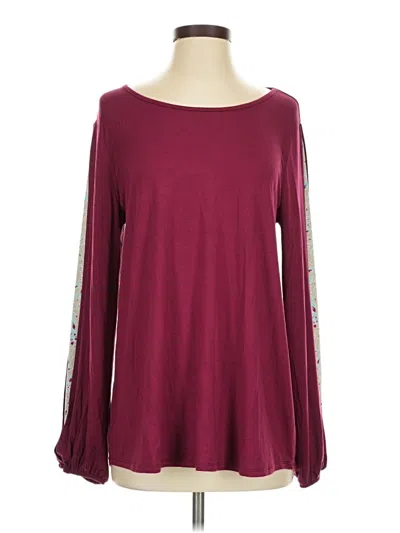 Pre-owned Sew In Love Long Sleeve Top Burgundy Boatneck Tops
