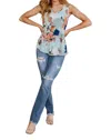 Sew In Love More Is More Floral Tank In Blue In Blue