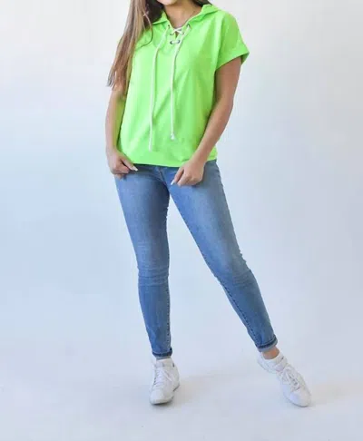 Sew In Love Neon Short Sleeve Hoodie In Lime
