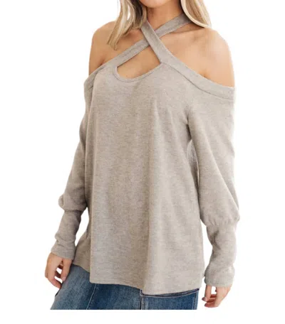 Sew In Love Pizza And A Movie Halter Detail Top In Grey