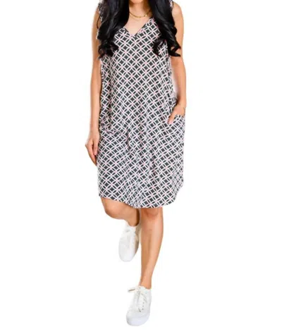 Sew In Love Pump Me Up Hooded Dress In Geometric Print In Gray