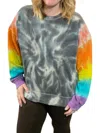Sew In Love Rainbow Sleeve Tie Dye Sweater In Multi Color In Multi