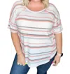 Sew In Love Round Neck Drop Shoulder Striped Top In Multi In Multi