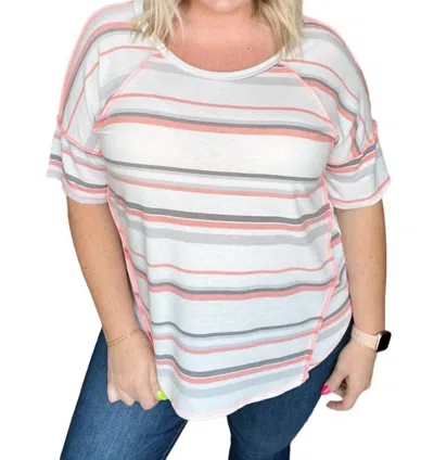 Sew In Love Round Neck Drop Shoulder Striped Top In Multi