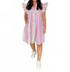 Sew In Love Sherbert Stripe Split Neck Ruffle Dress In Multi In Multi