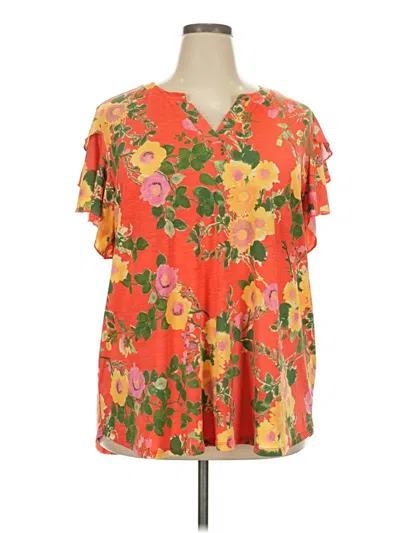 Pre-owned Sew In Love Short Sleeve Blouse In Orange
