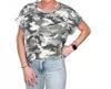 Sew In Love Short Sleeve Camo Top In Army Green In Animal Print