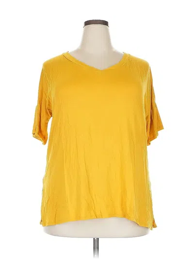 Pre-owned Sew In Love Short Sleeve Top Yellow V Neck Tops