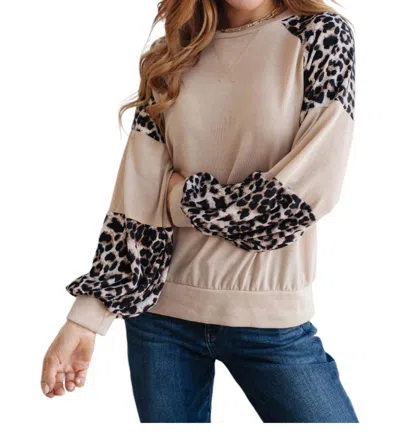 Sew In Love Sometime Safari Animal Print Top In Beige