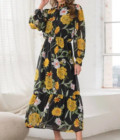 Sew In Love Spring Floral Maxi Dress In Black/ Yellow