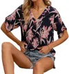 SEW IN LOVE SPRING FLORAL TOP IN NAVY MAUVE