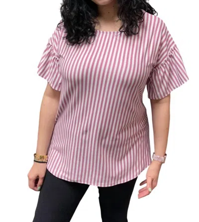 Sew In Love Stripe Ruffle Top In Lavender In Purple
