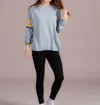 SEW IN LOVE SWEATER WITH SLEEVE STRIPES IN LIGHT BLUE