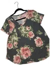 Sew In Love Sweet Rose Parade V Neck Tee In Charcoal/multi In Multi