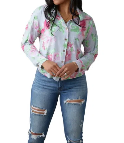 Sew In Love Thinking On It Open Back Floral Top In Grey In Multi