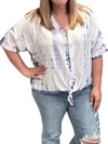 Sew In Love Tie Dye Button Up Top In White In White