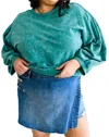 Sew In Love Tied Up In Cuteness Mineral Wash Sweater In Teal In Blue