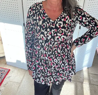 Sew In Love Tiered Babydoll Top In Splash Of Wild Pink In Multi