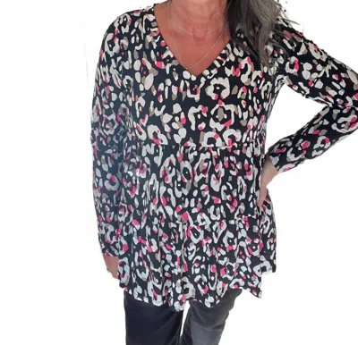 Sew In Love Tiered Babydoll Top In Splash Of Wild Pink In Multi