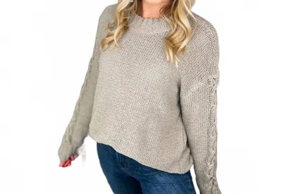 Sew In Love Time Keeps Slipping Knit Long Sleeve Sweater In Taupe In Gray