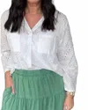 Sew In Love White Eyelet Button Down Top In White